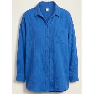 Old Navy XXL Women's Cotton Boho Minimal Lagenlook Shirt Baggy Earthy